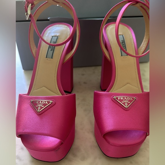 NWT Pink Satin Prada Platform Sandals - Picture 3 of 8